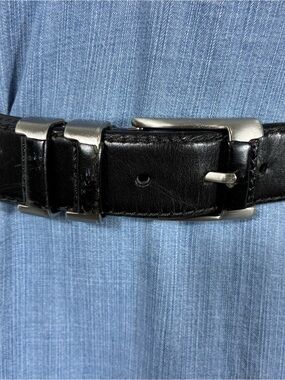 Mezlan Plus Size Sz 54 Unisex belt made in Spain black leather 62” long